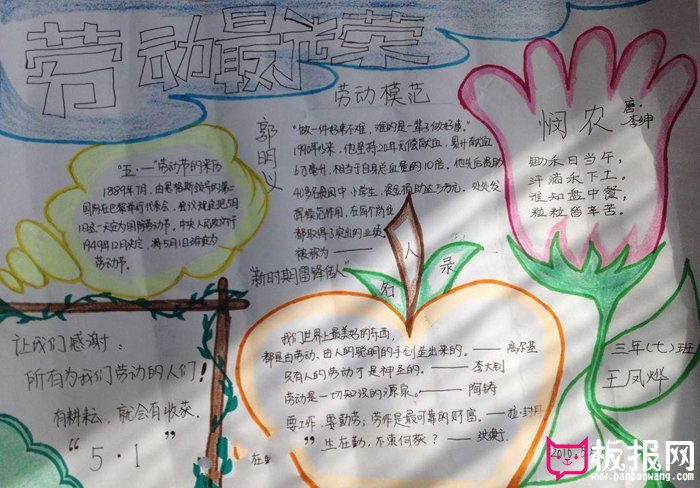 劳动节手抄报图片，感谢劳动人民