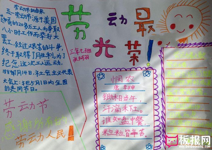 劳动节手抄报图片，劳动者之歌