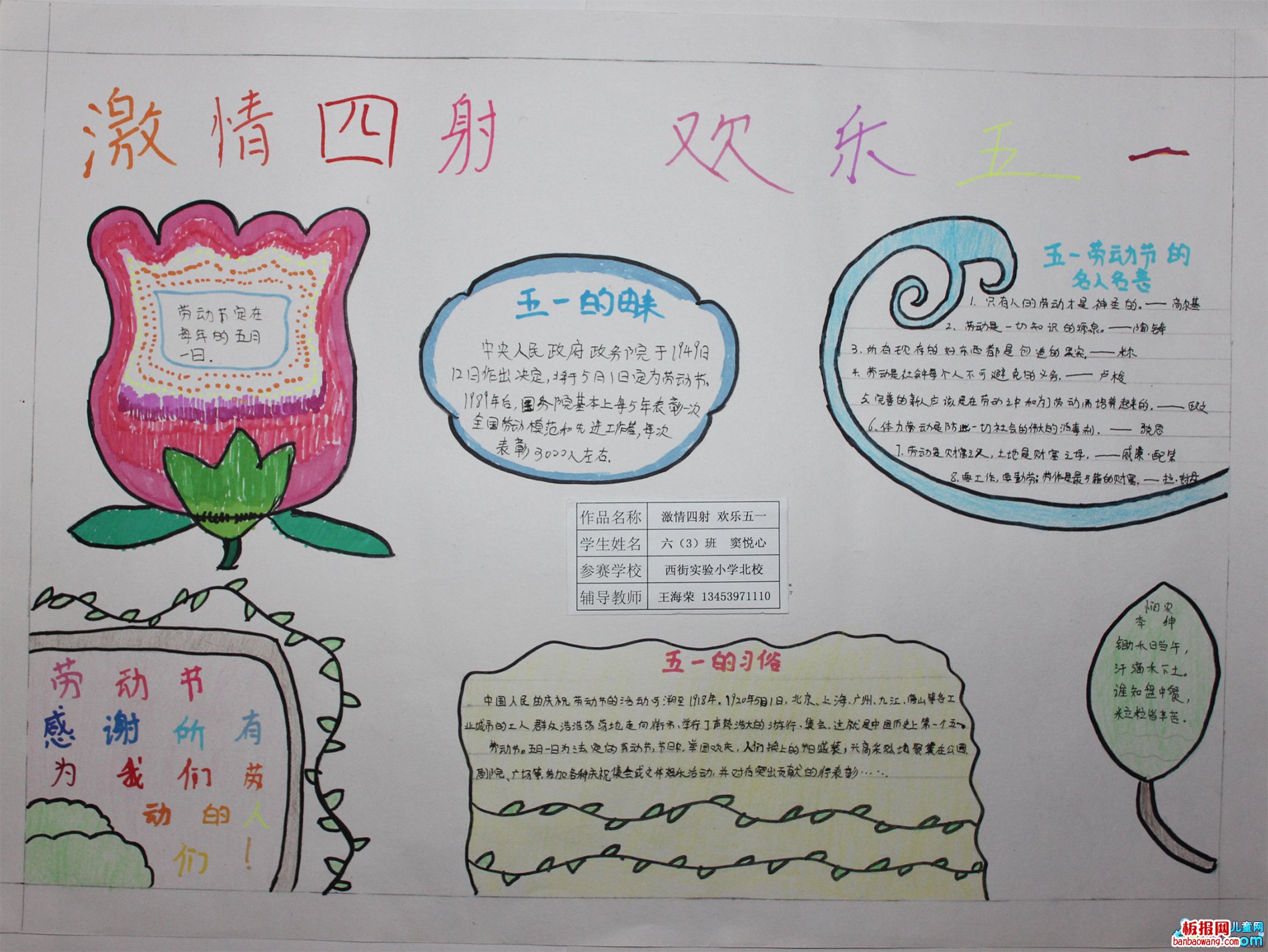 激情劳动节手抄报