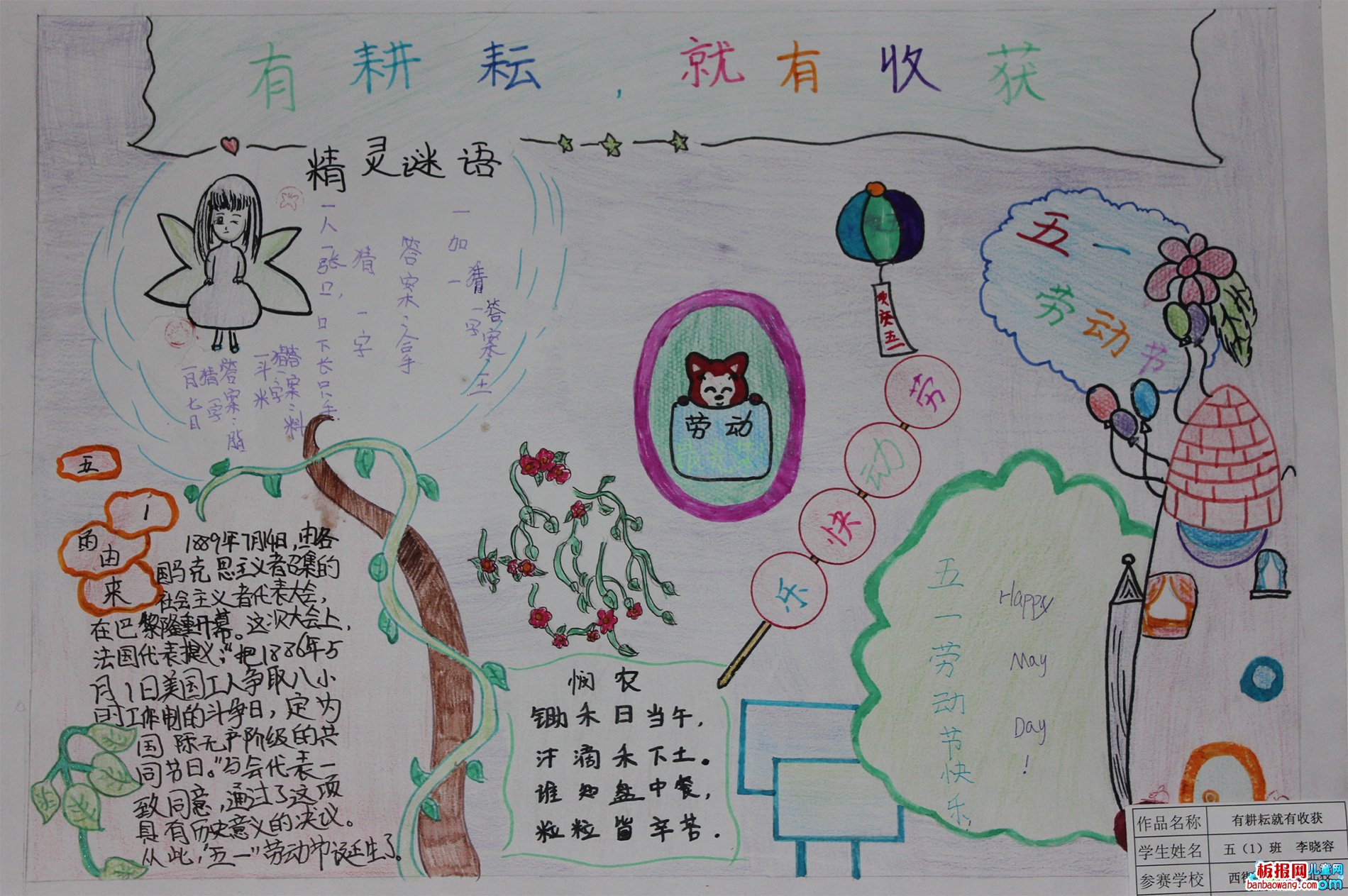 有劳动就有收获手抄报