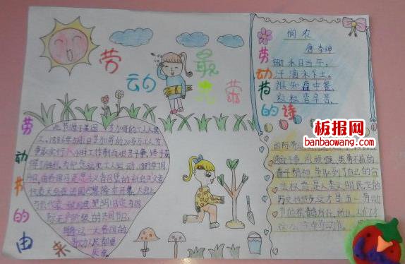 小学生简单清新劳动节手抄报图片