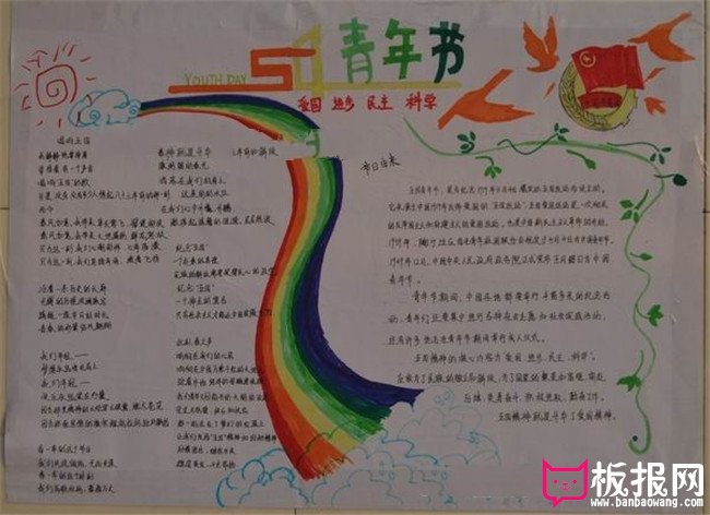 青春之花，青年节手抄报