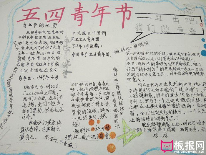 五四青年节手抄报，我们的青春