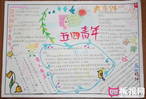 五四青年节手抄报图片，五四青年