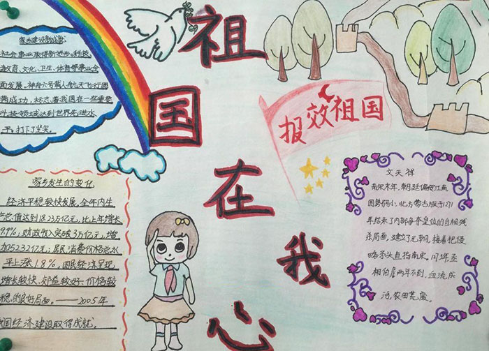 2018年欢度国庆节手抄报图片，祖国在我心