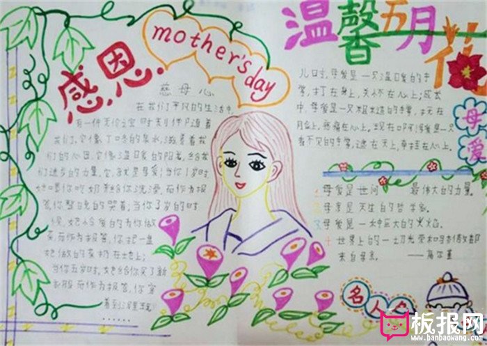 温馨五月，母亲节手抄报