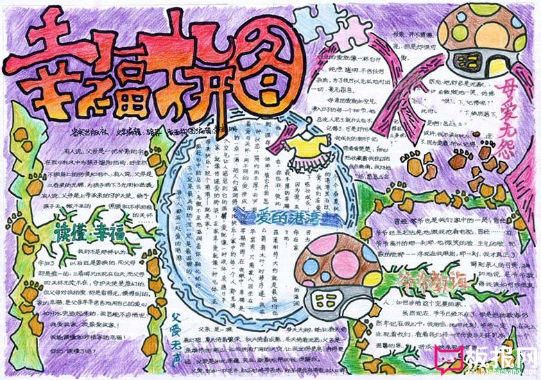 母亲节手抄报，幸福拼图