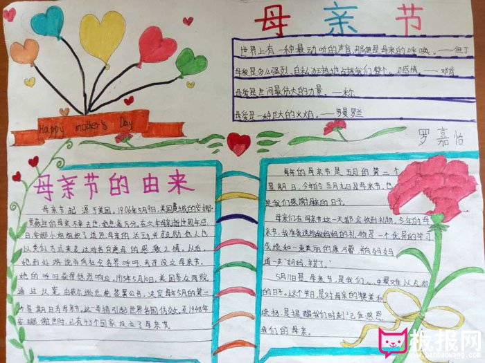 母亲节手抄报图片大全，母亲节的由来