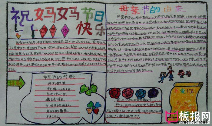 感恩母亲节手抄报图片，祝妈妈节日快乐