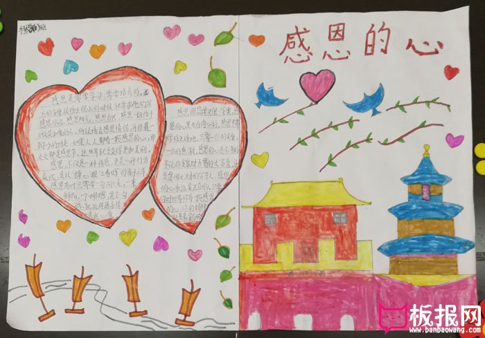 2018年感恩母亲节手抄报，感恩的心