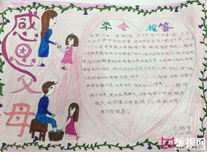 漂亮的母亲节手抄报图片，感恩父母