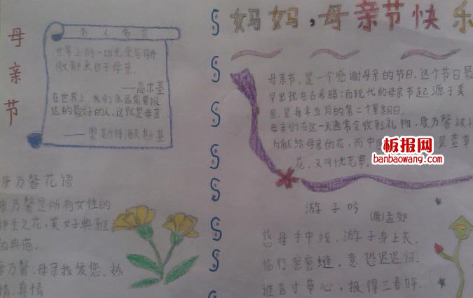 妈妈，母亲节快乐手抄报
