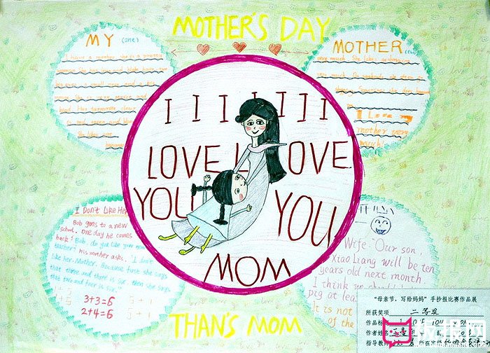 2017年英语母亲节手抄报，我爱您妈妈