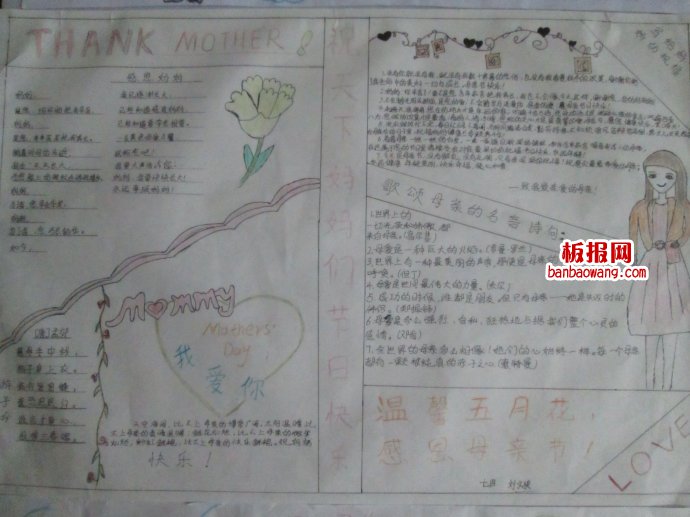 温馨五月花，感恩母亲节手抄报