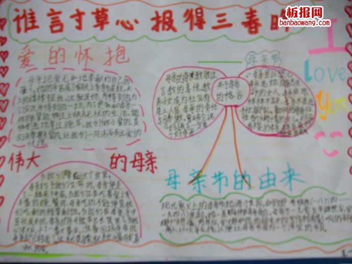 谁言寸草心，报得三春晖手抄报