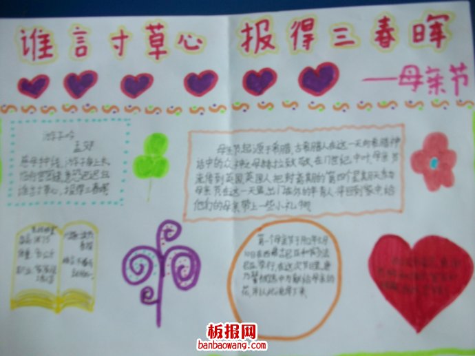 谁言寸草心，报得三春晖手抄报