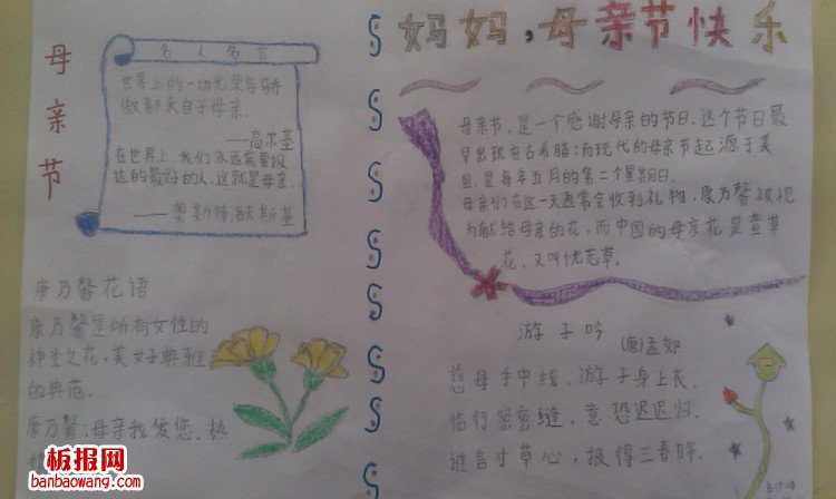 母亲节快乐！手抄报