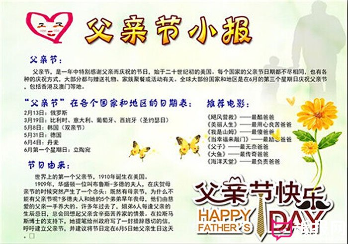 2017年父亲节的手抄报，父亲节小报