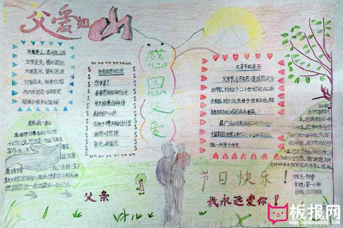 好看的父亲节手抄报图片，感恩父爱