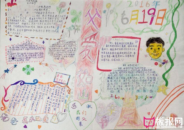 小学生父亲节手抄报图片，我爱爸爸