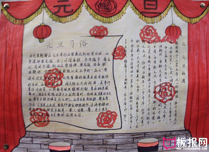 漂亮的庆祝元旦手抄报，元旦习俗