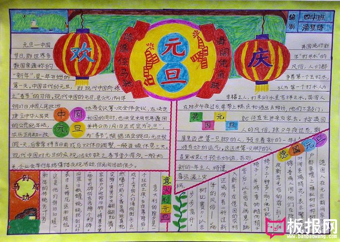 小学生元旦手抄报图片，欢庆元旦