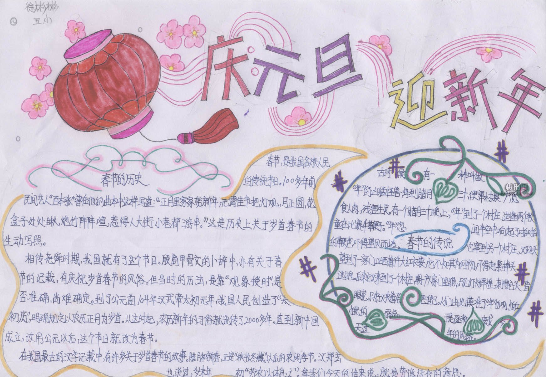 春节元旦手抄报