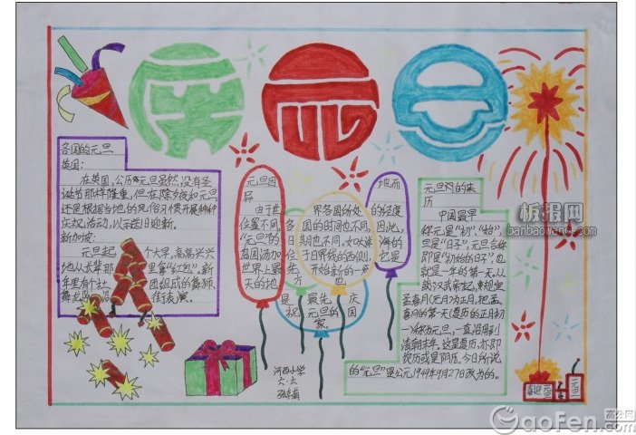 小学生元旦手抄报