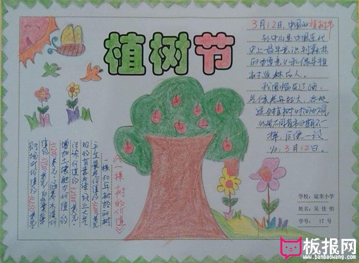 2018年植树节手抄报图片，护绿小使者