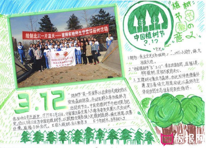 小学生植树节手抄报图片，植树节的意义