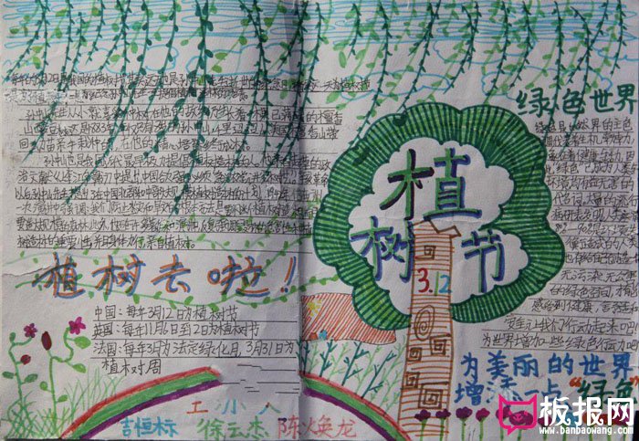 小学生植树节手抄报图片，植树去啦
