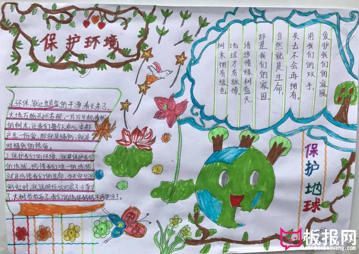 漂亮的植树节手抄报图片，保护环境