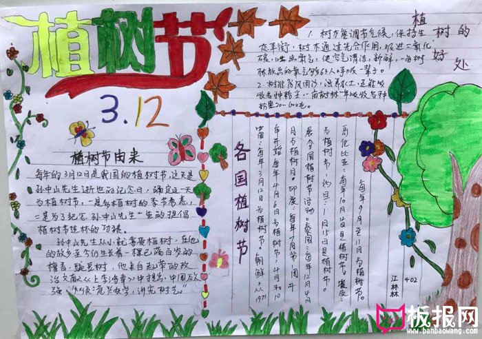 2018年植树节手抄报图片，植树的好处