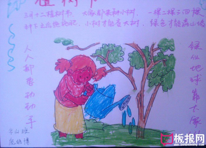 小学生植树节手抄报，绿色地球靠大家