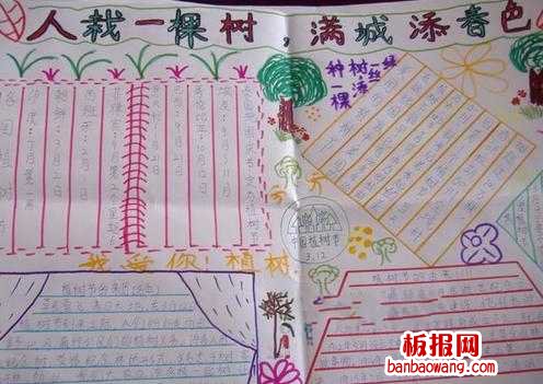 二年级小学生植树节手抄报