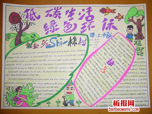 低碳生活植树节手抄报