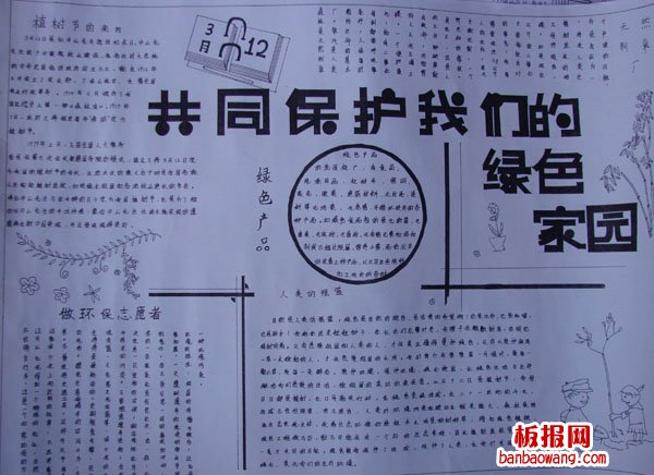 绿色家园植树节手抄报