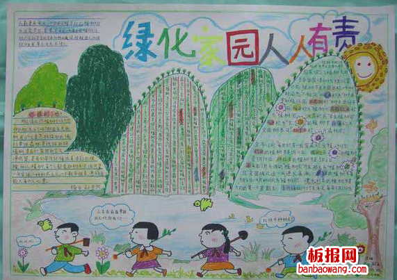 绿化地球植树节手抄报图片