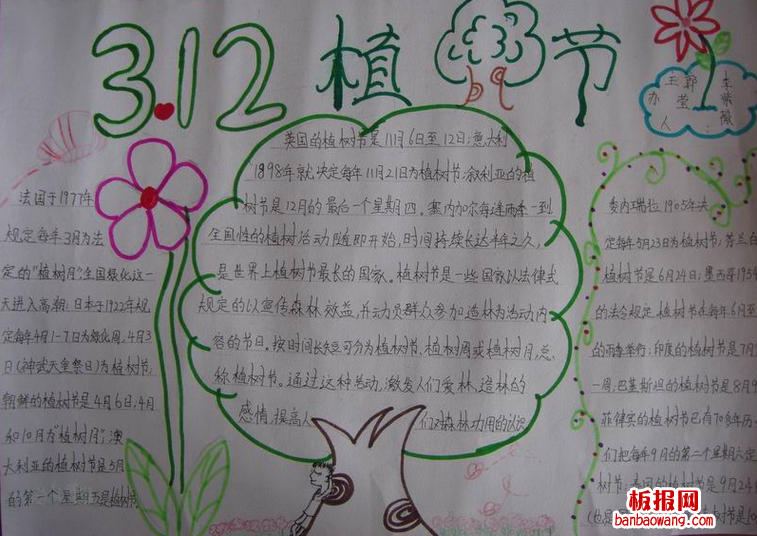 漂亮的植树节手抄报