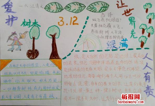 让世界充满绿3.12植树节手抄报