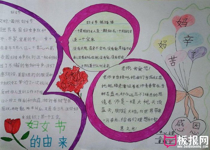 2018年3.8妇女节手抄报图片，妈妈辛苦了