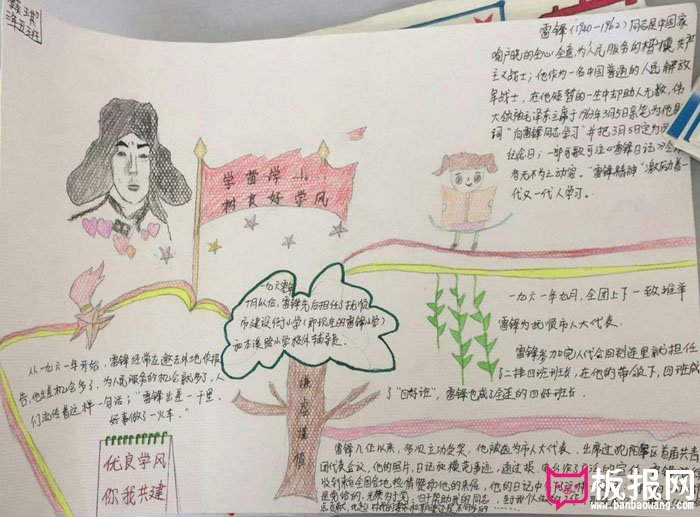 2017年学雷锋手抄报，树良好学风