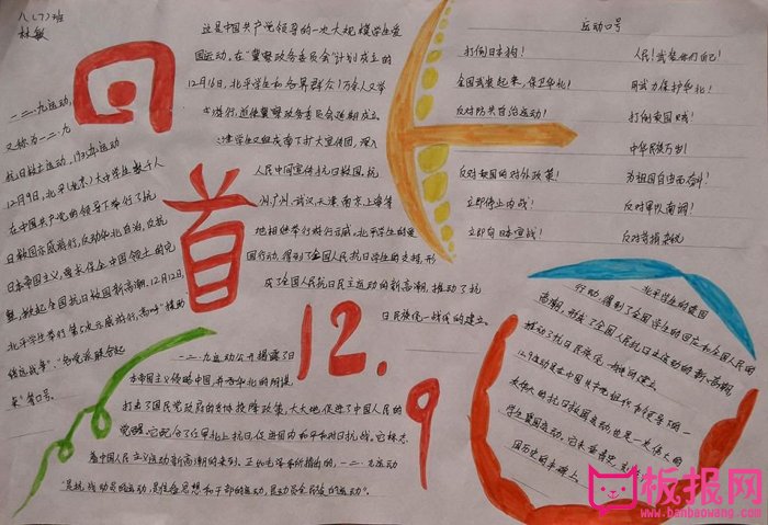 2017年129运动手抄报图片，回首12.9