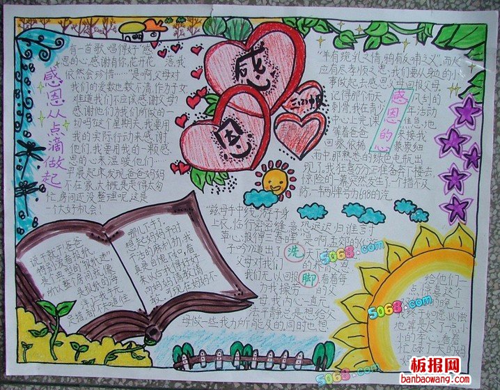 三年级感恩手抄报-感恩从点滴做起