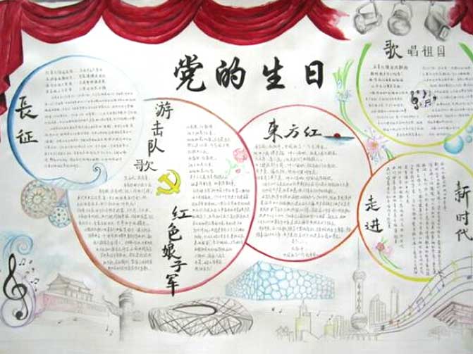 2017年建党节手抄报，党的光辉照我心