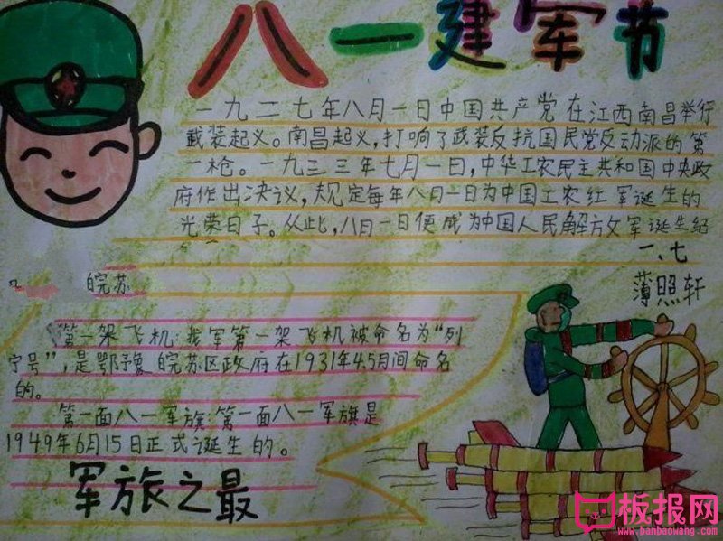 建军节手抄报图片，军旅之最