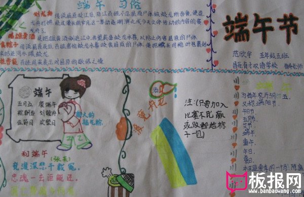 小学生端午节手抄报，端午节的习俗