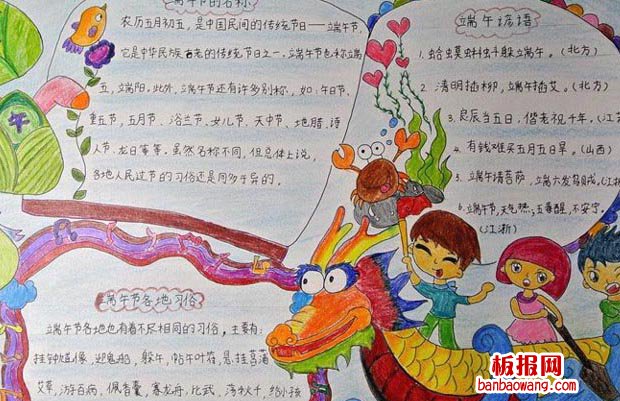 端午，龙舟竞渡手抄报