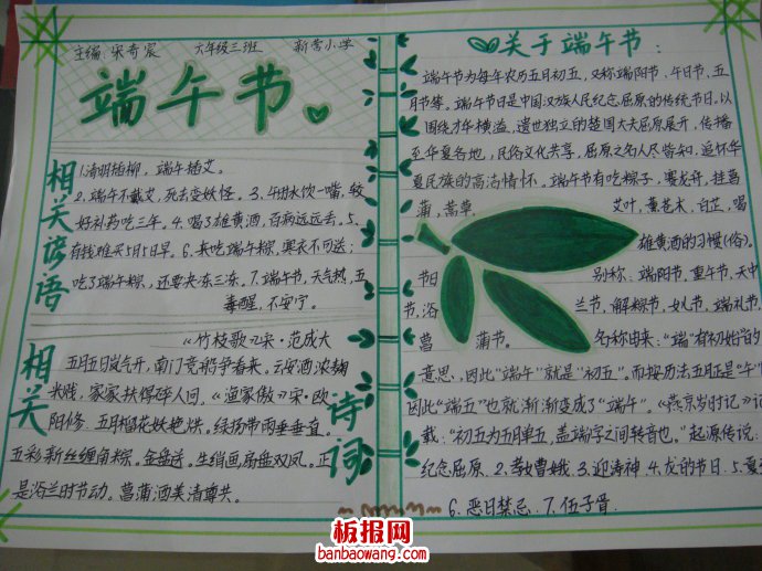 端午插艾——端午节手抄报