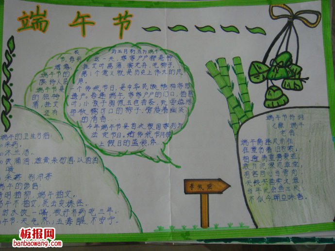 端午插艾——端午节手抄报